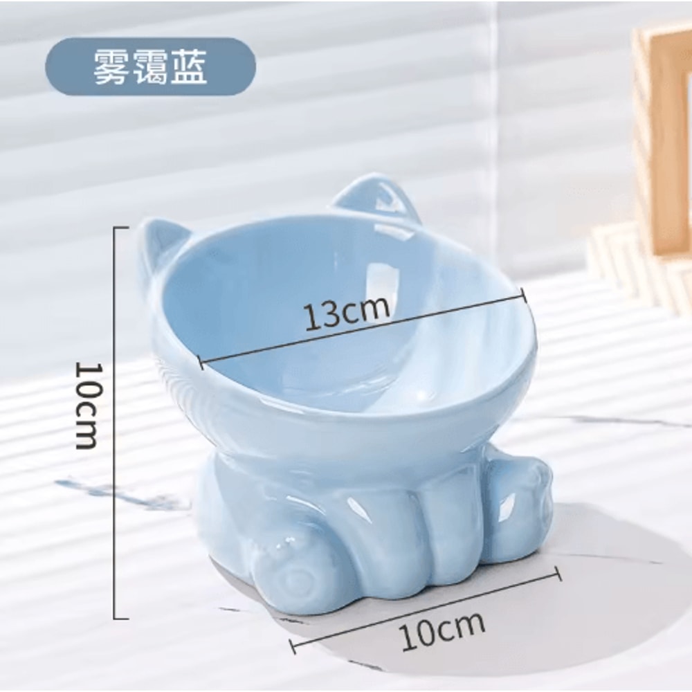 Elevated Ceramic Cat Bowl With Diagonal High Feet Neck Protection Design 3