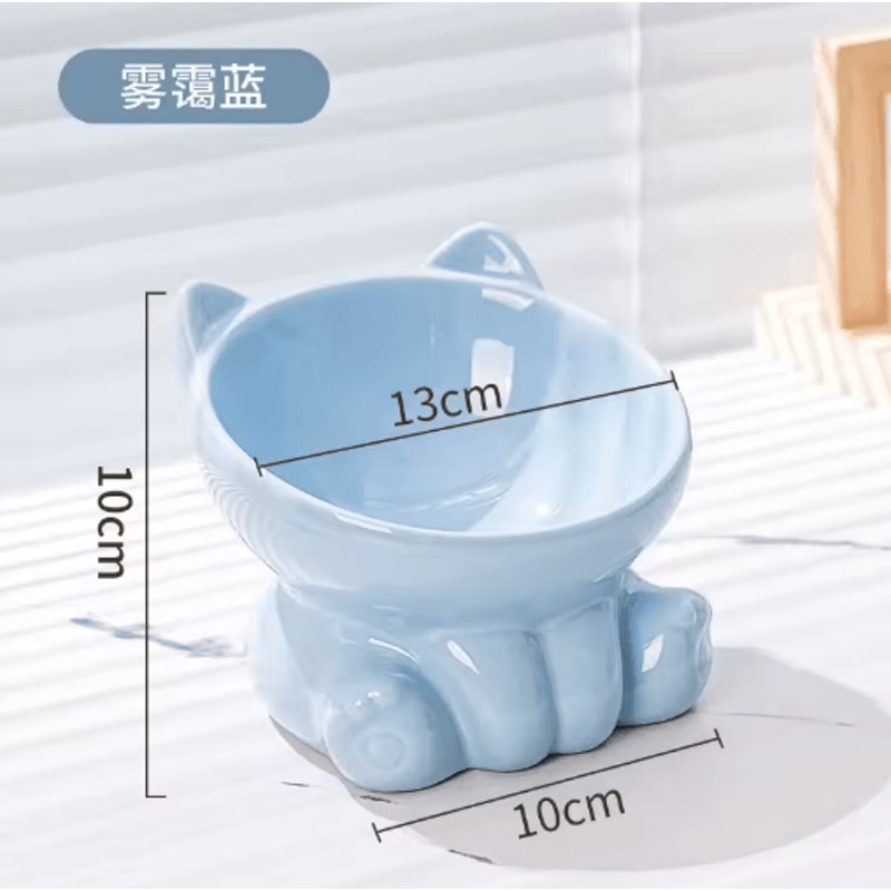 Elevated Ceramic Cat Bowl With Diagonal High Feet Neck Protection Design 3