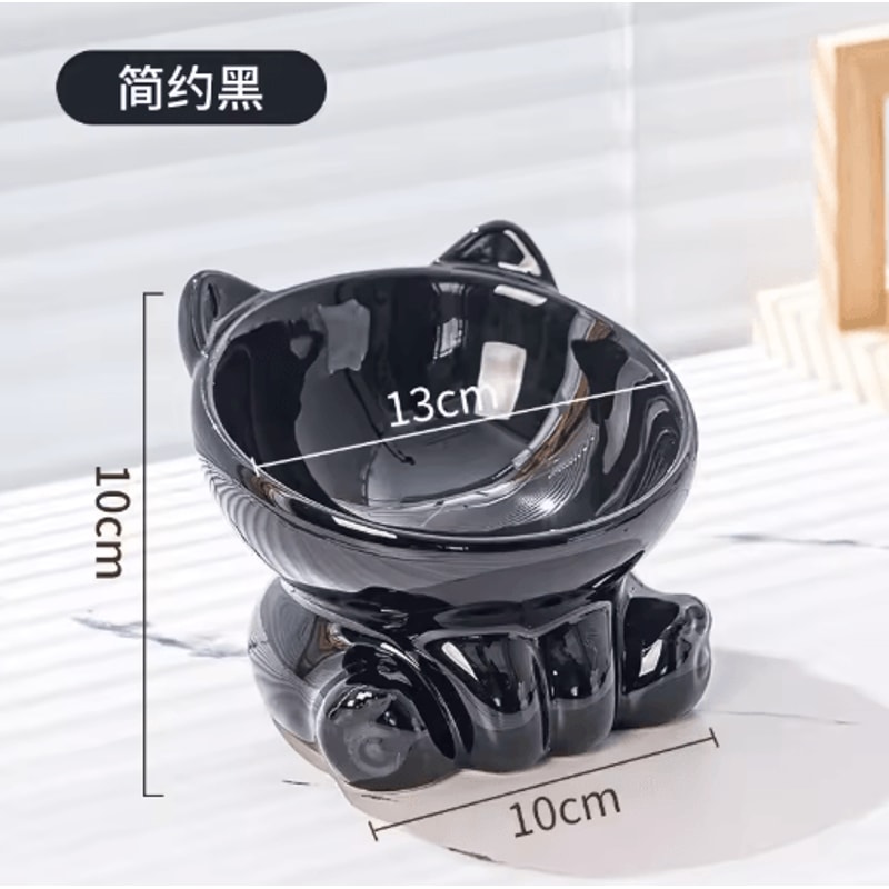 Elevated Ceramic Cat Bowl With Diagonal High Feet Neck Protection Design 5