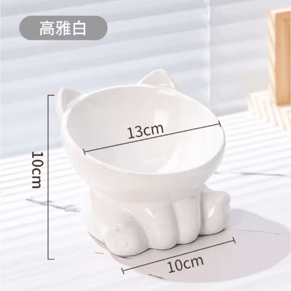 Elevated Ceramic Cat Bowl With Diagonal High Feet Neck Protection Design 6
