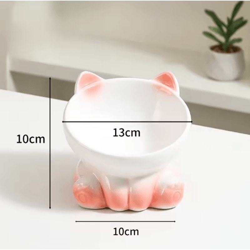 Elevated Ceramic Cat Bowl With Diagonal High Feet Neck Protection Design 9
