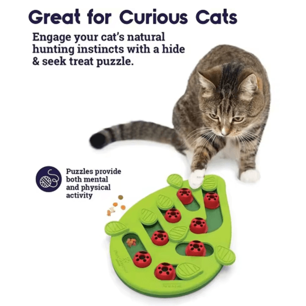 Interactive Cat Puzzle Toy With Adjustable Treat Feeding Challenge 0