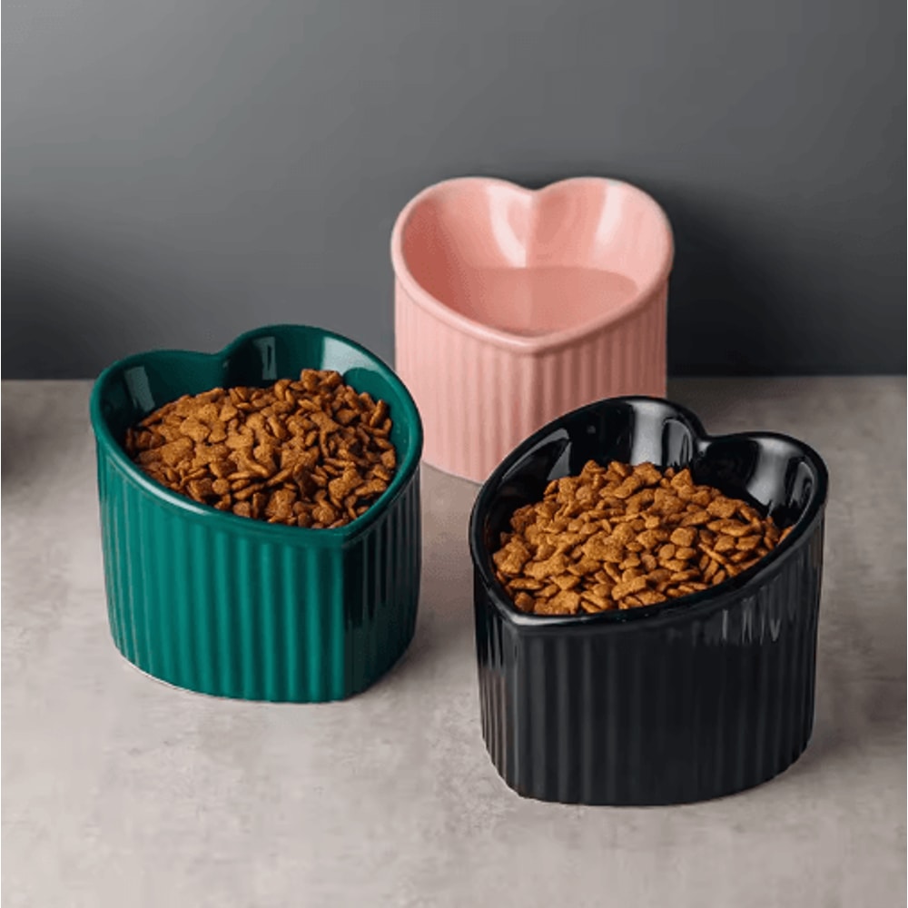Slanted Ceramic Cat Bowl With Elevated Anti Tip Feeding Stand 7