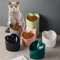 Slanted Ceramic Cat Bowl With Elevated Anti Tip Feeding Stand 0