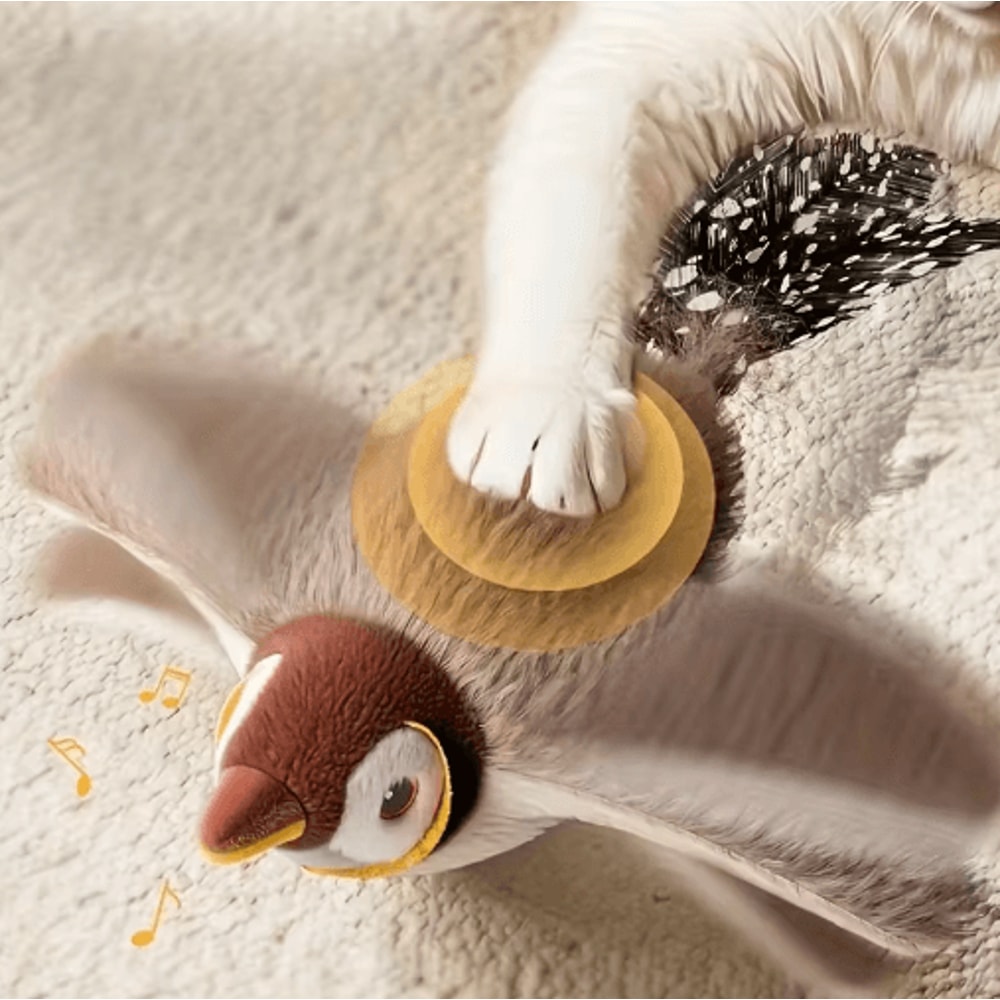 Rechargeable Flapping Bird Cat Toy With Chirping Sound Touch Activation 2