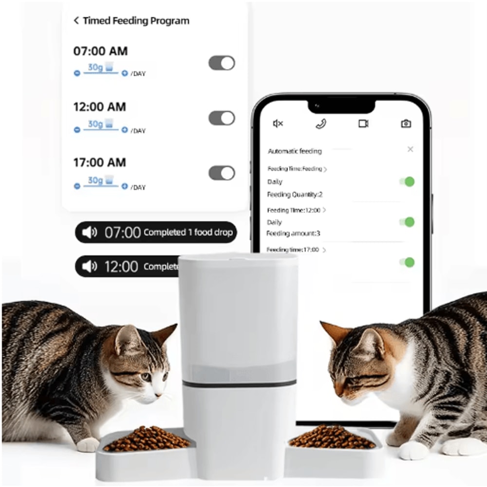 6L Smart WiFi Automatic Pet Feeder With Double Bowl Timed Feeding 3