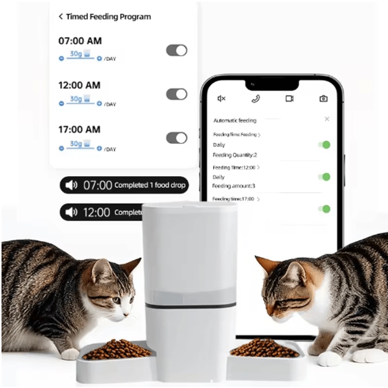 6L Smart WiFi Automatic Pet Feeder With Double Bowl Timed Feeding 3
