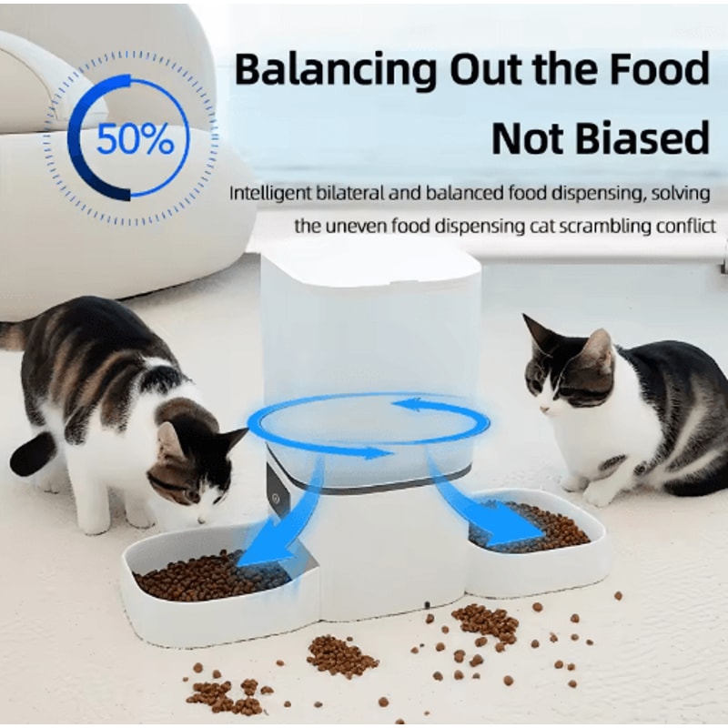 6L Smart WiFi Automatic Pet Feeder With Double Bowl Timed Feeding 6