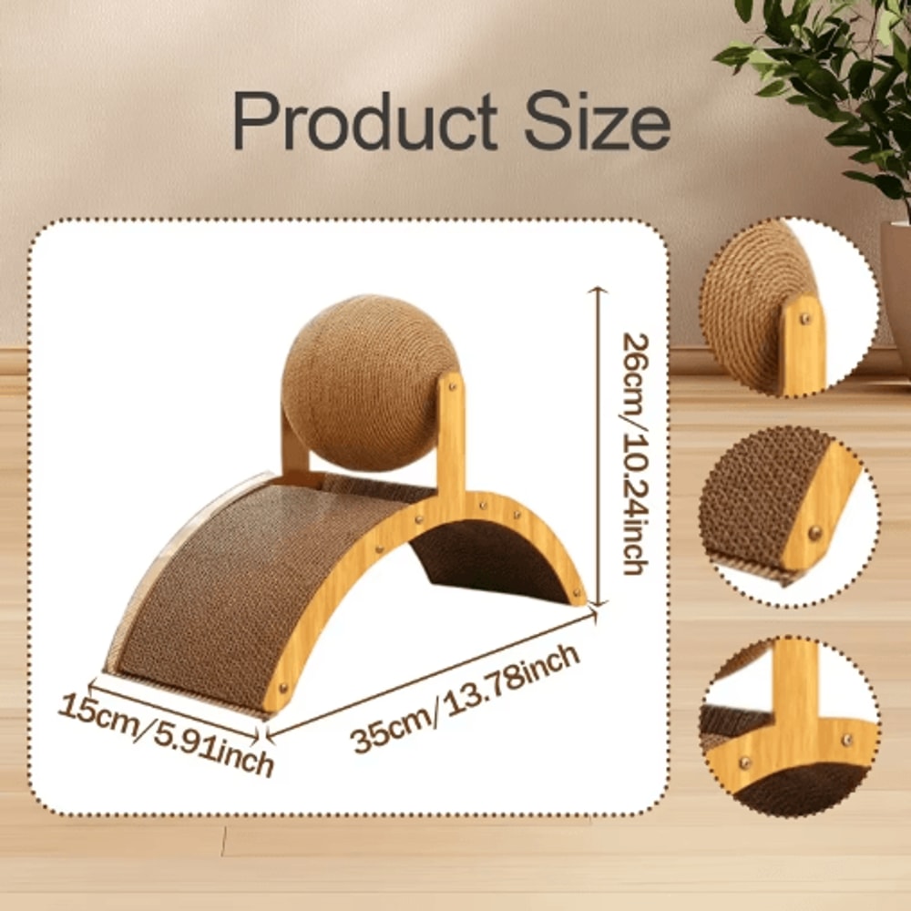 2in1 Wooden Cat Scratching Ball Sisal Scratch Board Toy 3