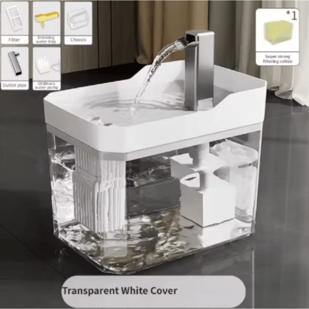 USB Cat Water Fountain With Auto Filter Transparent Water Dispenser 1
