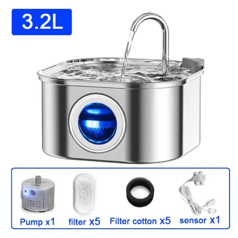 32L Stainless Steel Cat Water Fountain Automatic Pet Drinking Dispenser 1