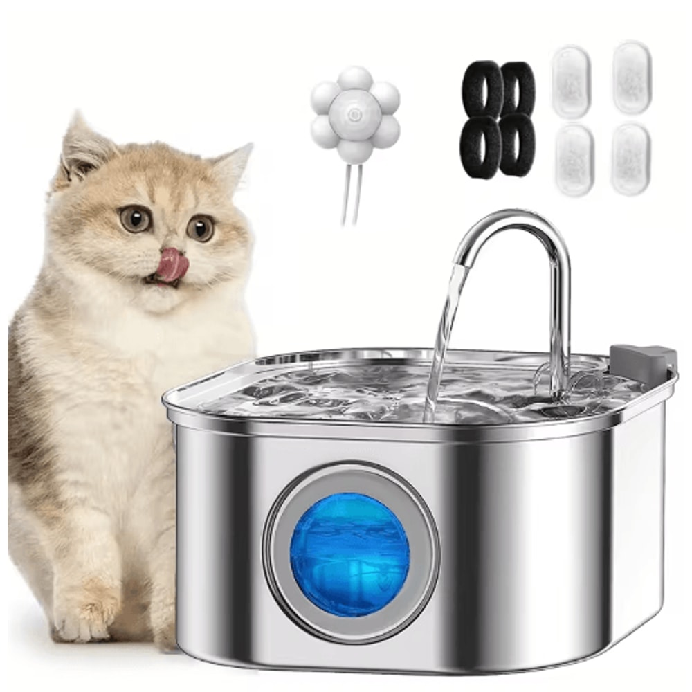 32L Stainless Steel Cat Water Fountain Automatic Pet Drinking Dispenser 0