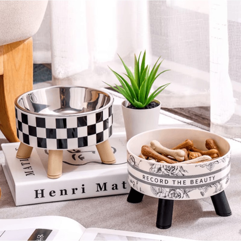 Stainless Steel Elevated Pet Bowls Raised Food Water Dish Set 12