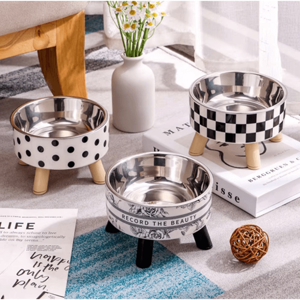 Stainless Steel Elevated Pet Bowls Raised Food Water Dish Set 0