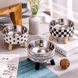 stainless steel elevated pet bowls raised food & water dish set
