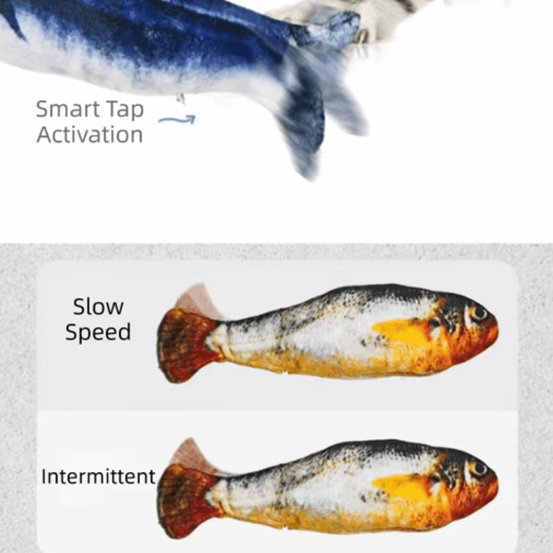 Interactive Flopping Fish Cat Toy With Motion Sensor Wagging Tail Action 6