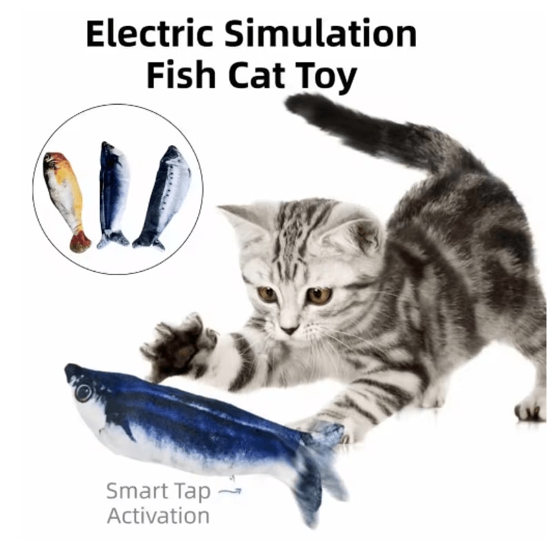 Interactive Flopping Fish Cat Toy With Motion Sensor Wagging Tail Action 7