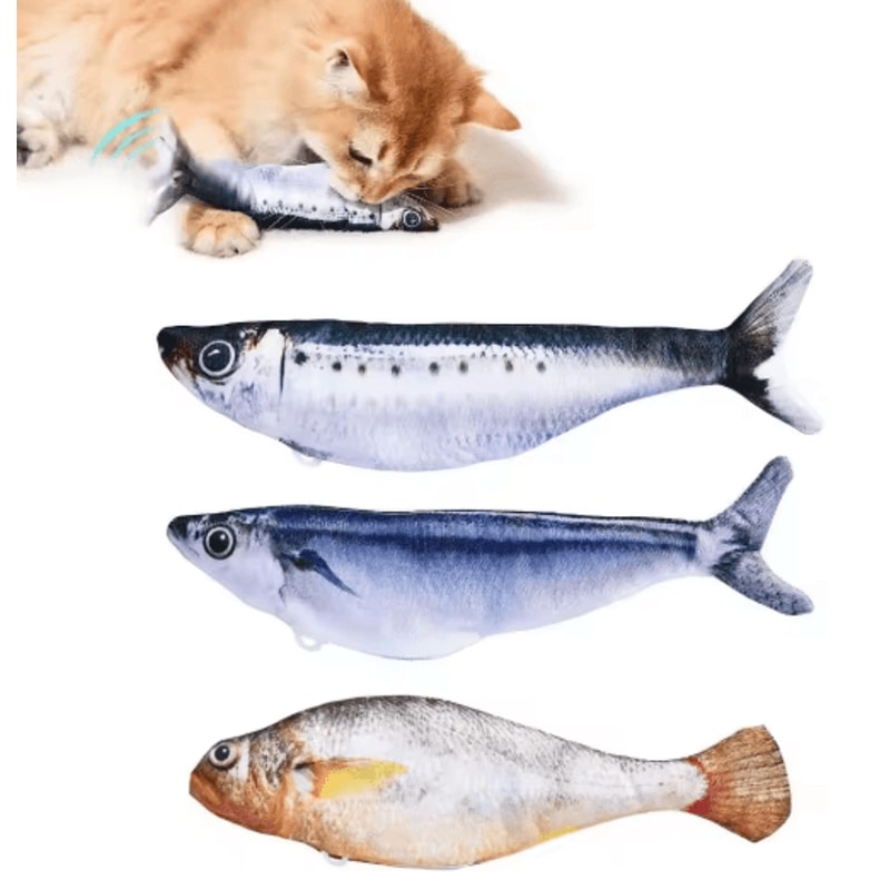 Interactive Flopping Fish Cat Toy With Motion Sensor Wagging Tail Action 0