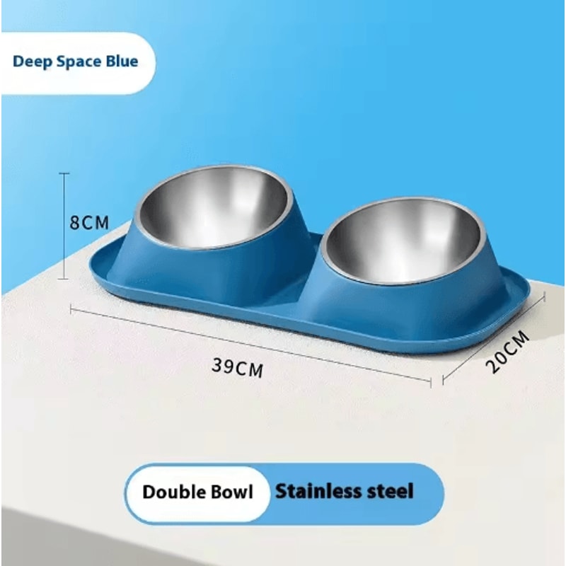 Stainless Steel Double Pet Bowl With NonSlip Elevated Neck Protection Design 1