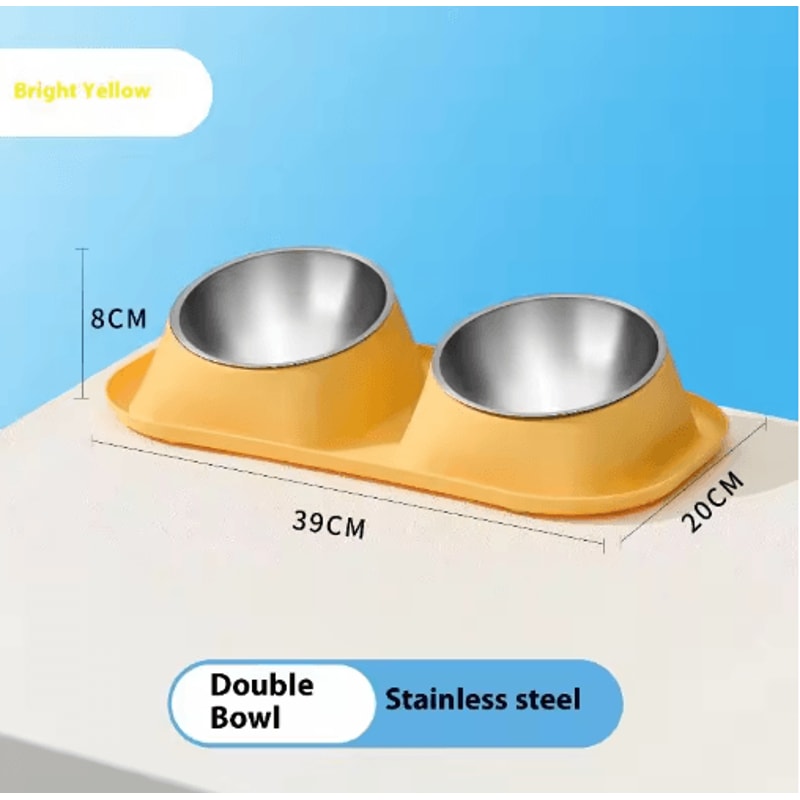 Stainless Steel Double Pet Bowl With NonSlip Elevated Neck Protection Design 2