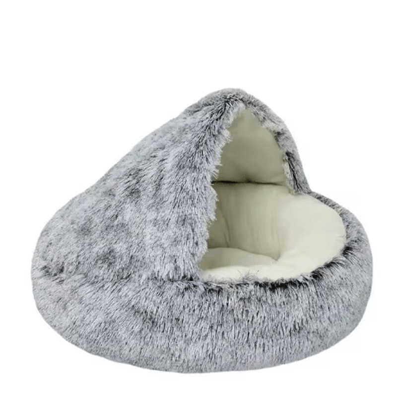 Soft Plush Covered Cat Bed Warm Round Sleeping Cave For Cats Small Dogs 1