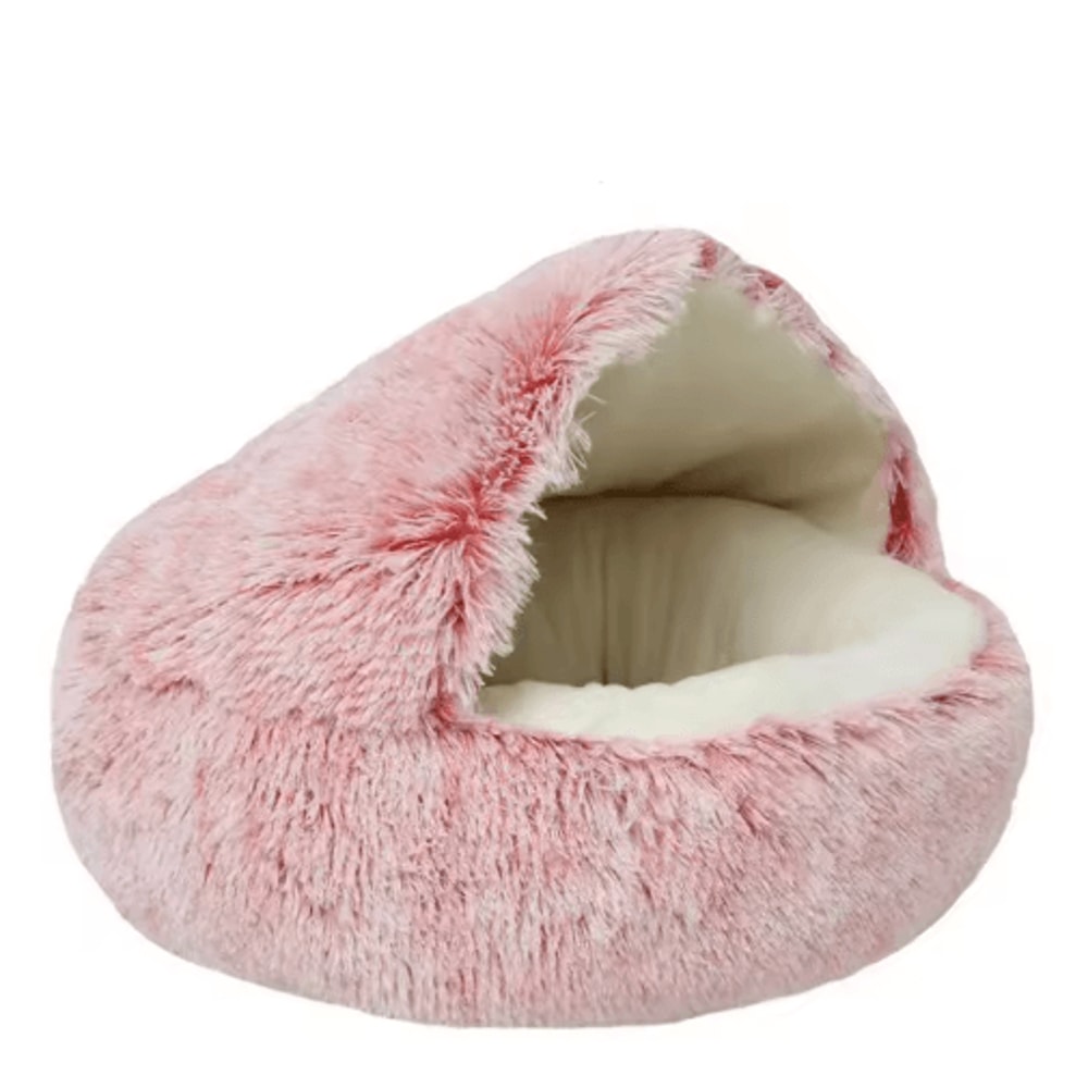 Soft Plush Covered Cat Bed Warm Round Sleeping Cave For Cats Small Dogs 3