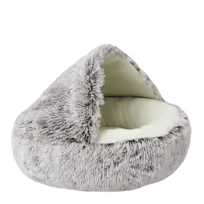 Soft Plush Covered Cat Bed Warm Round Sleeping Cave For Cats Small Dogs 4