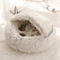 Soft Plush Covered Cat Bed Warm Round Sleeping Cave For Cats Small Dogs 0