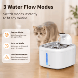 aquasense wireless cat water fountain with motion sensor & stainless steel tray