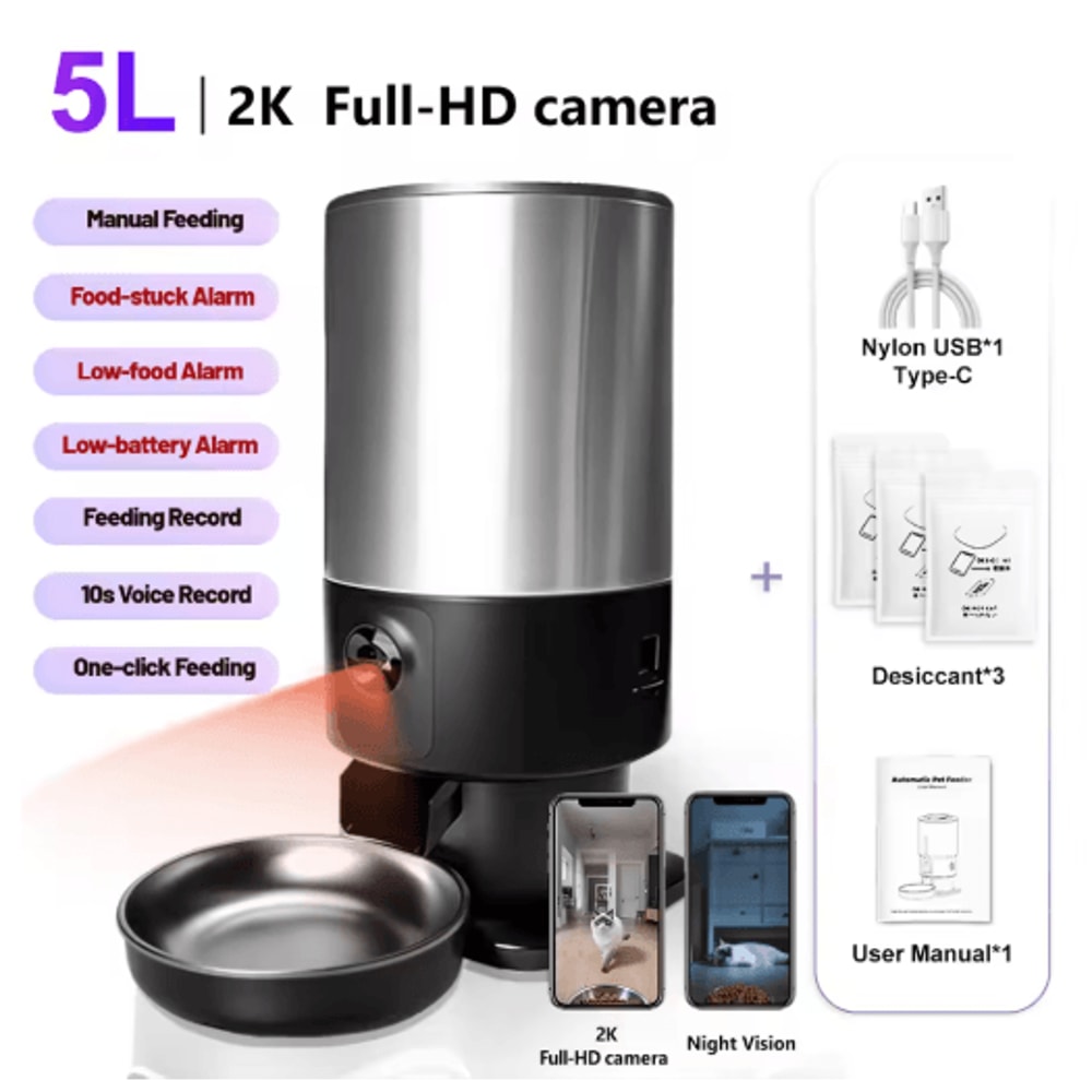 Furpipi Smart 5L Automatic Cat Feeder With HD Camera App Control 1