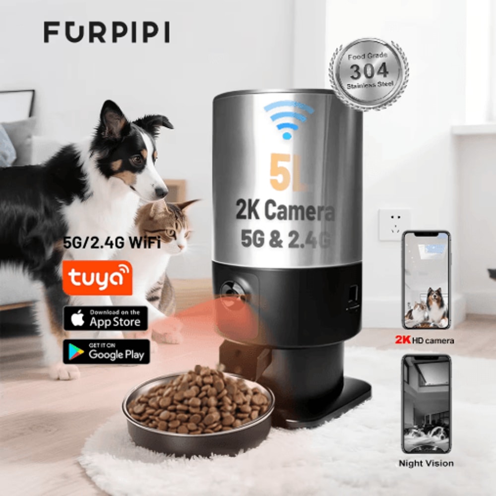 Furpipi Smart 5L Automatic Cat Feeder With HD Camera App Control 0