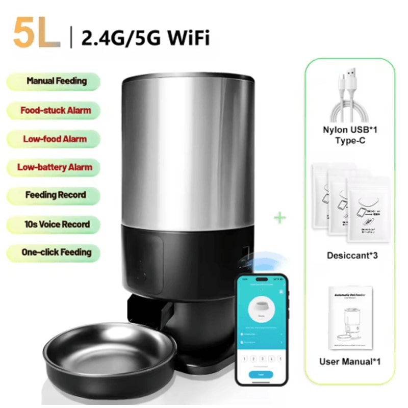 Furpipi Smart 5L Automatic Cat Feeder With HD Camera App Control 2