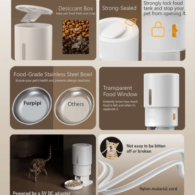 Furpipi Smart 5L Automatic Cat Feeder With HD Camera App Control 5