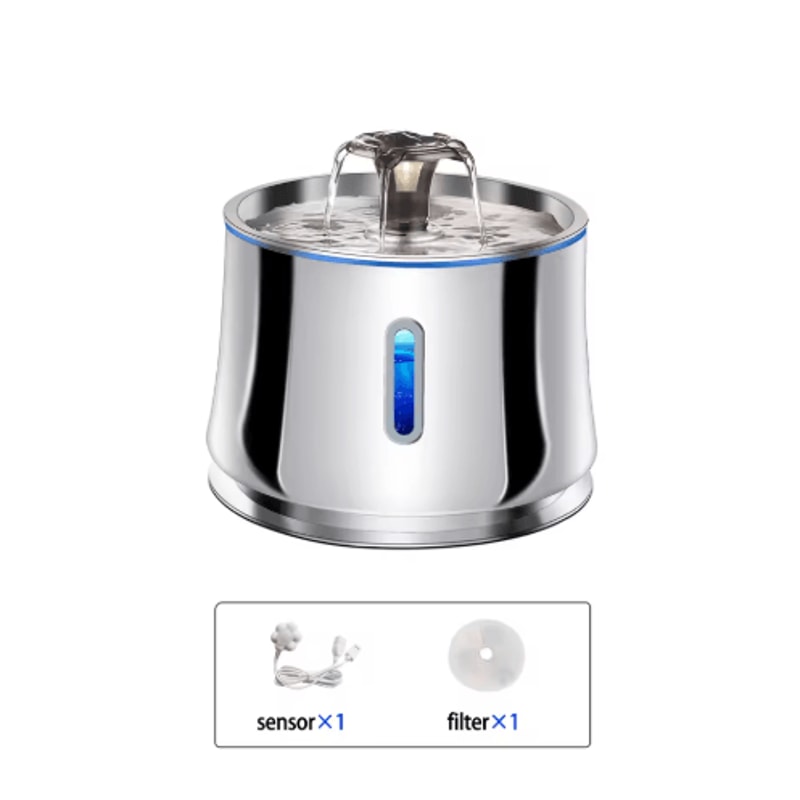 ClearFlow Stainless Steel Pet Water Fountain With Motion Sensor Quiet Filtration 1