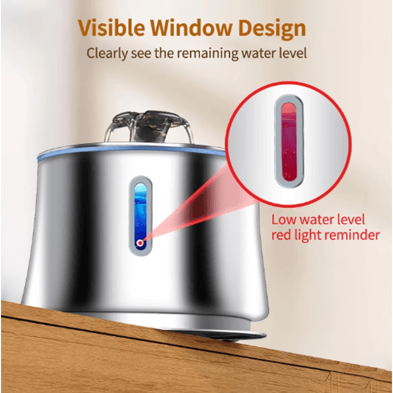 ClearFlow Stainless Steel Pet Water Fountain With Motion Sensor Quiet Filtration 6