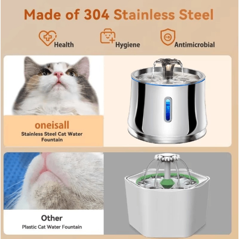 ClearFlow Stainless Steel Pet Water Fountain With Motion Sensor Quiet Filtration 8