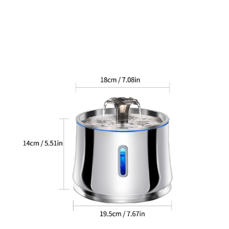 ClearFlow Stainless Steel Pet Water Fountain With Motion Sensor Quiet Filtration 9