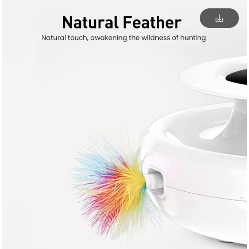 PlayPounce 2in1 Smart Interactive Cat Toy With Automatic Feather Rolling Ball 3