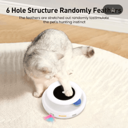 playpounce 2-in-1 smart interactive cat toy with automatic feather & rolling ball