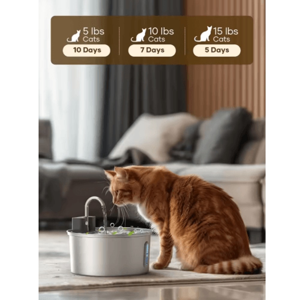 VOFORD 32L Automatic Stainless Steel Cat Water Fountain Wireless Sensor Pet Water Dispenser 2
