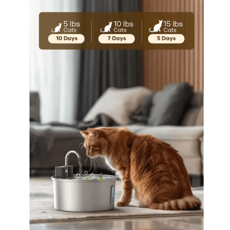 VOFORD 32L Automatic Stainless Steel Cat Water Fountain Wireless Sensor Pet Water Dispenser 2