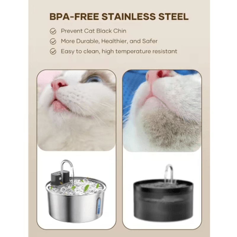 VOFORD 32L Automatic Stainless Steel Cat Water Fountain Wireless Sensor Pet Water Dispenser 3