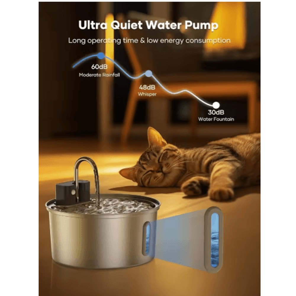 VOFORD 32L Automatic Stainless Steel Cat Water Fountain Wireless Sensor Pet Water Dispenser 4