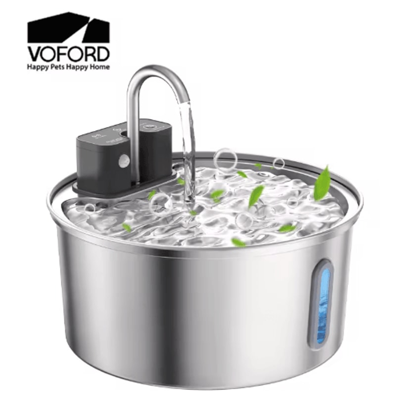 VOFORD 32L Automatic Stainless Steel Cat Water Fountain Wireless Sensor Pet Water Dispenser 0
