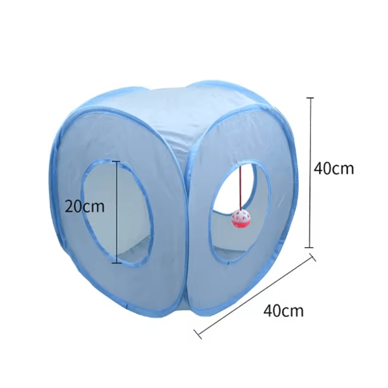3Way Foldable Cat Tunnel Toy Interactive Peek Hole Play Tube For Cats 1