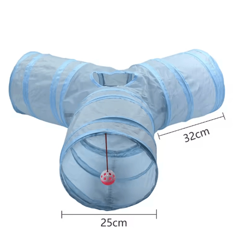 3Way Foldable Cat Tunnel Toy Interactive Peek Hole Play Tube For Cats 5