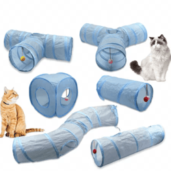 3-way foldable cat tunnel toy – interactive peek hole play tube for cats