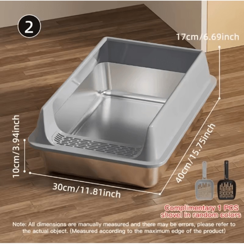 Stainless Steel SemiEnclosed Cat Litter Box LeakProof Large Cat Toilet With Lid 10