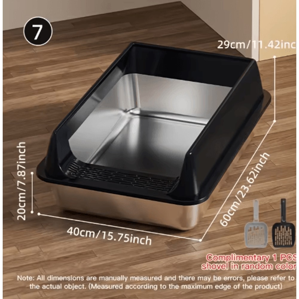 Stainless Steel SemiEnclosed Cat Litter Box LeakProof Large Cat Toilet With Lid 12