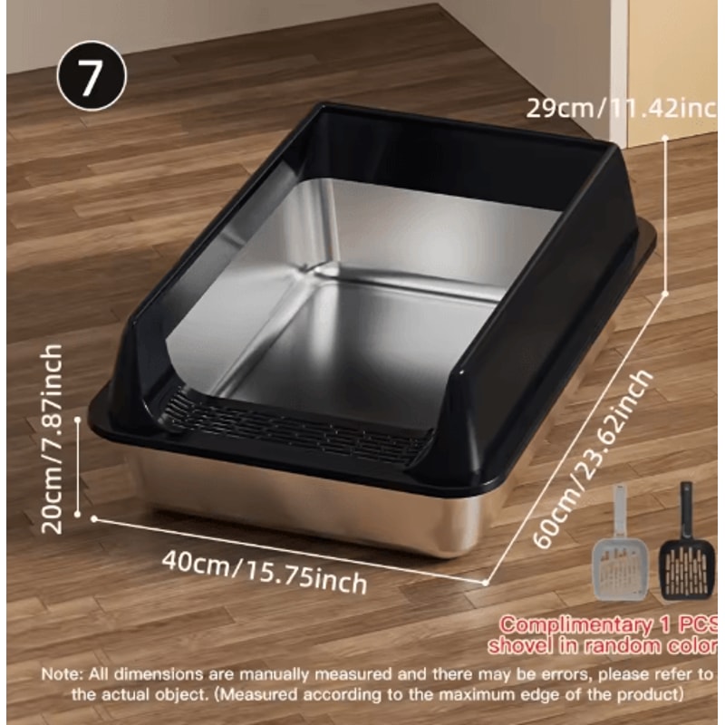 Stainless Steel SemiEnclosed Cat Litter Box LeakProof Large Cat Toilet With Lid 12
